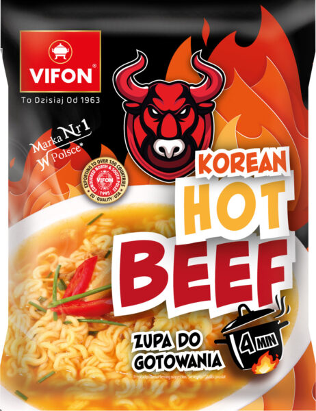Zdjęcie Zupa z nudlami HOT BEEF o smaku wołowiny (extra pikantna)
